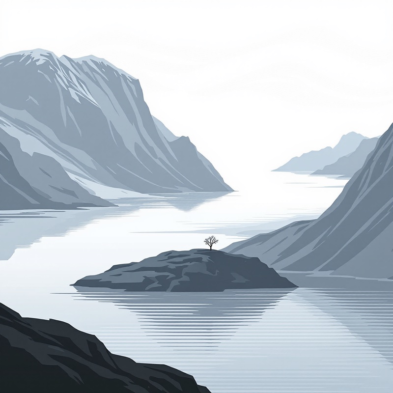 Peaceful fjord scene with echoing mountain reflections